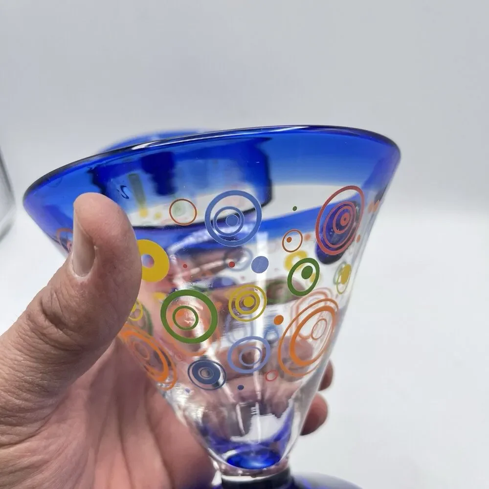 Royal Caribbean Kosta Boda Cocktail Glasses 2009 Hand blown Cobalt Blue 2